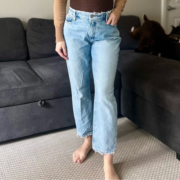 Good American Denim - Good American Good High Rise Cropped Girlfriend Straight Jeans - Light Blue - 6